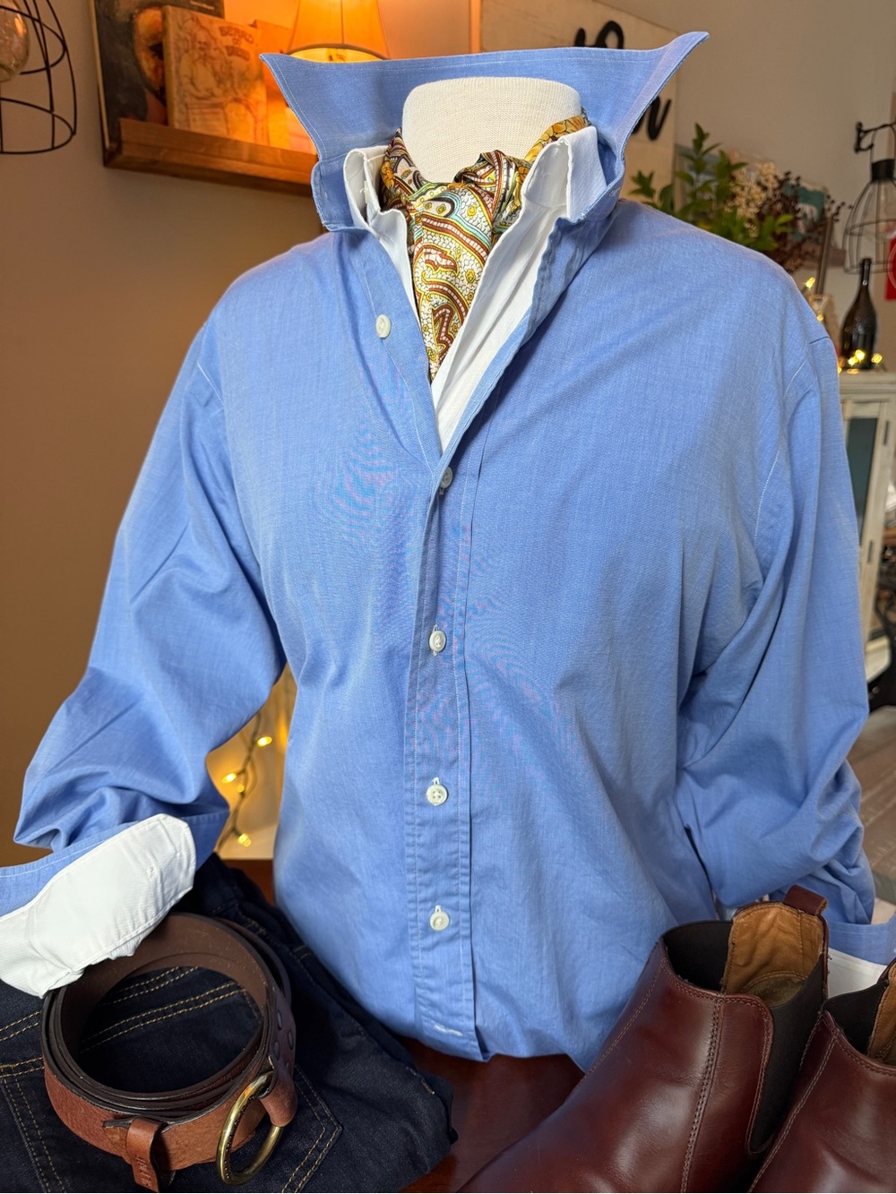Ralph Lauren Light Blue Button-Down Shirt with White Trim
